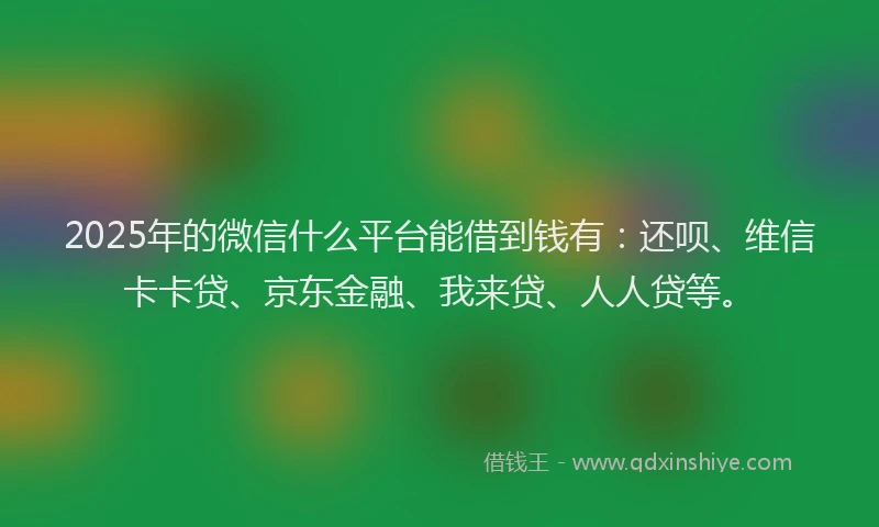 2025年的微信什么平台能借到钱有：还呗、维信卡卡贷、京东金融、我来贷、人人贷等。