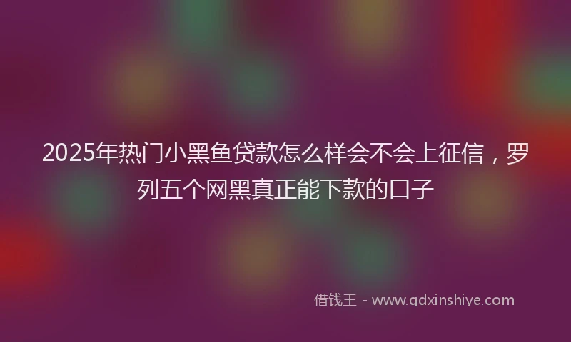 2025年热门小黑鱼贷款怎么样会不会上征信，罗列五个网黑真正能下款的口子
