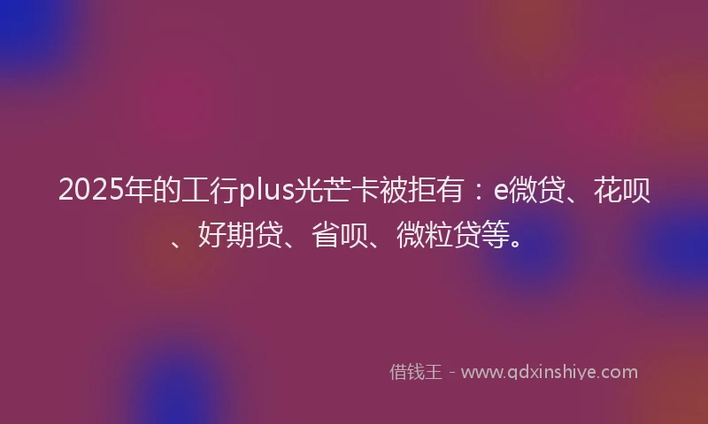 2025年的工行plus光芒卡被拒有：e微贷、花呗、好期贷、省呗、微粒贷等。