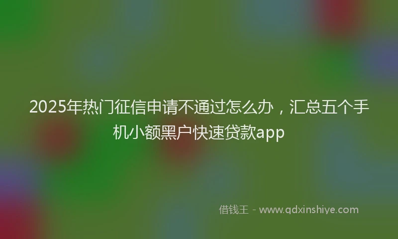 2025年热门征信申请不通过怎么办，汇总五个手机小额黑户快速贷款app