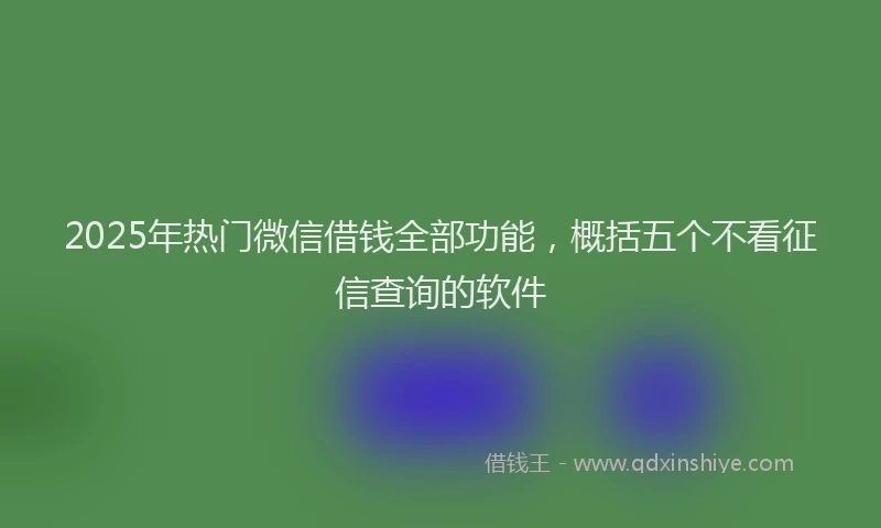 2025年热门微信借钱全部功能，概括五个不看征信查询的软件