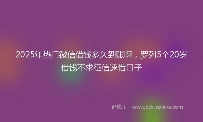 2025年热门微信借钱多久到账啊，罗列5个20岁借钱不求征信速借口子
