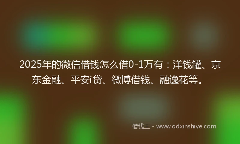 2025年的微信借钱怎么借0-1万有：洋钱罐、京东金融、平安i贷、微博借钱、融逸花等。
