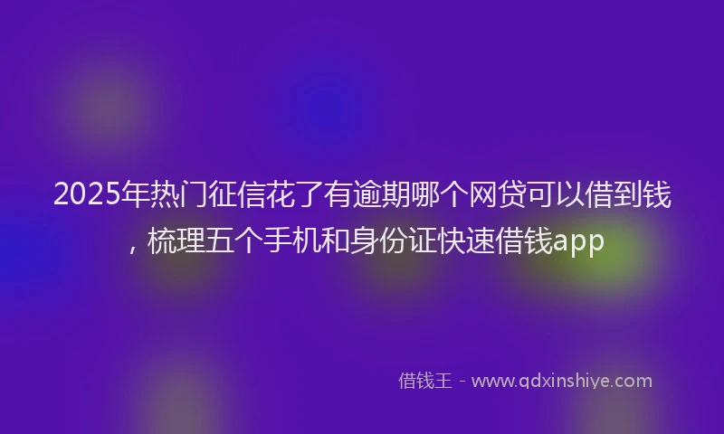 2025年热门征信花了有逾期哪个网贷可以借到钱，梳理五个手机和身份证快速借钱app
