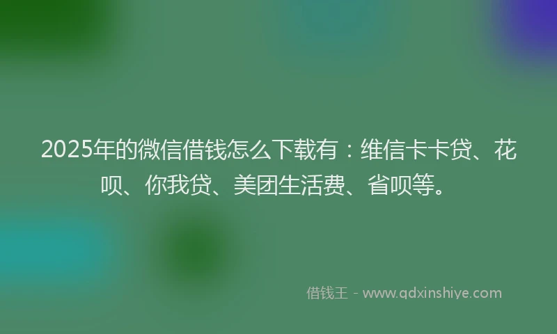 2025年的微信借钱怎么下载有：维信卡卡贷、花呗、你我贷、美团生活费、省呗等。