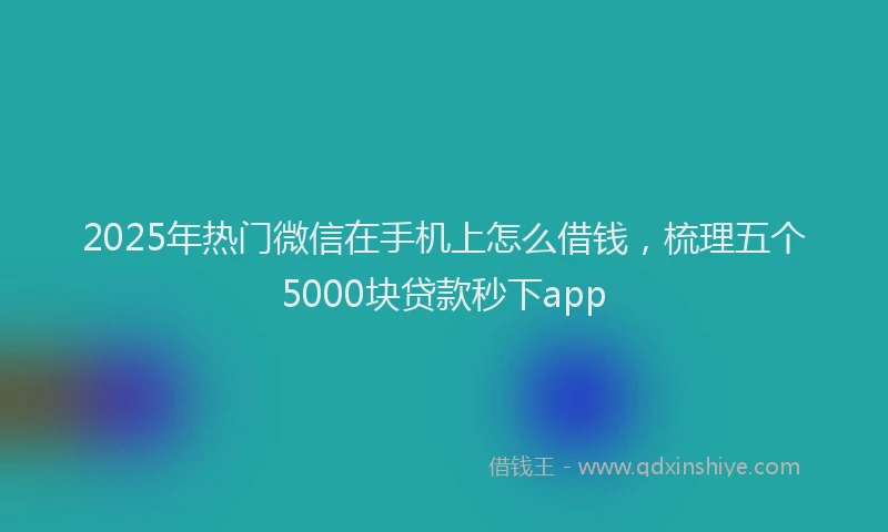 2025年热门微信在手机上怎么借钱，梳理五个5000块贷款秒下app