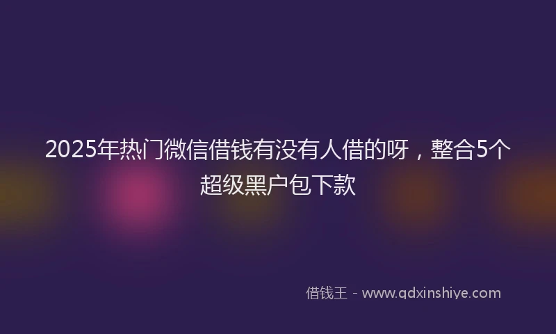 2025年热门微信借钱有没有人借的呀，整合5个超级黑户包下款