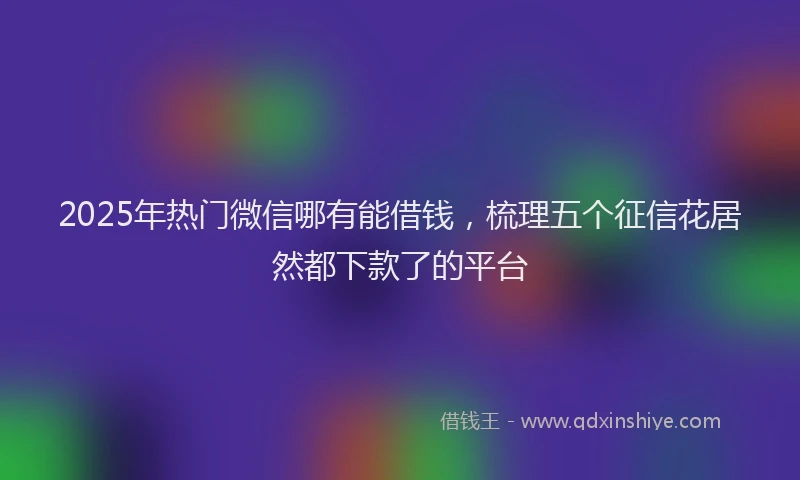 2025年热门微信哪有能借钱，梳理五个征信花居然都下款了的平台