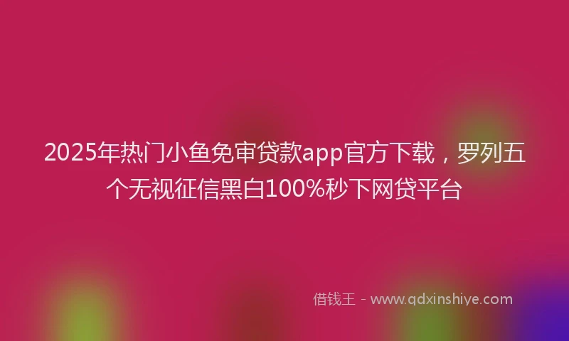 2025年热门小鱼免审贷款app官方下载，罗列五个无视征信黑白100%秒下网贷平台