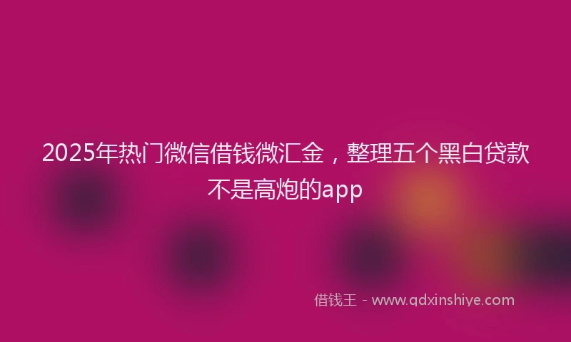 2025年热门微信借钱微汇金，整理五个黑白贷款不是高炮的app