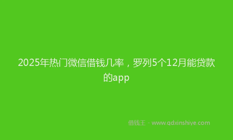 2025年热门微信借钱几率，罗列5个12月能贷款的app
