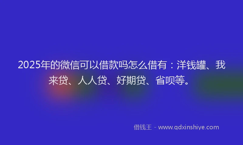 2025年的微信可以借款吗怎么借有：洋钱罐、我来贷、人人贷、好期贷、省呗等。