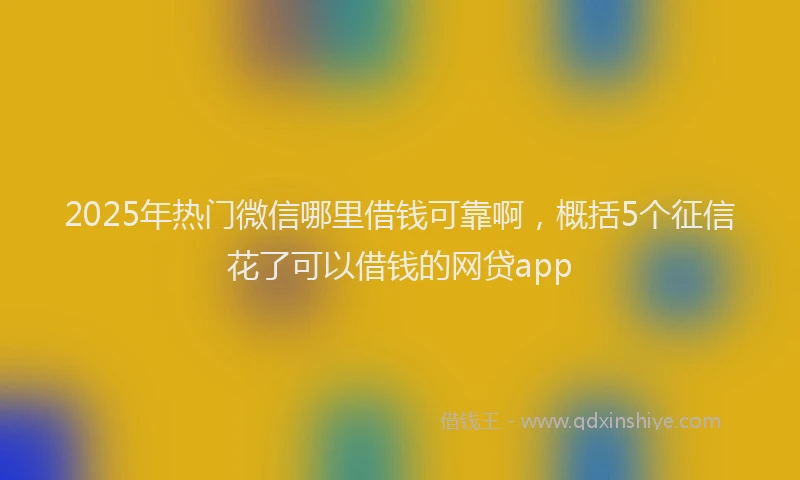 2025年热门微信哪里借钱可靠啊，概括5个征信花了可以借钱的网贷app