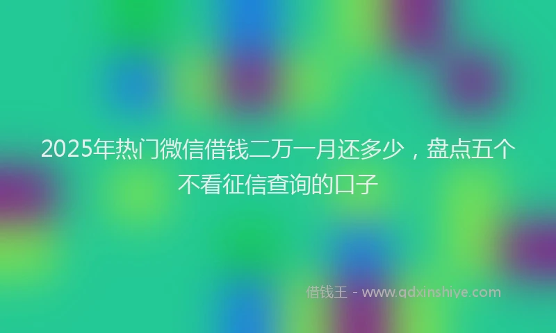 2025年热门微信借钱二万一月还多少，盘点五个不看征信查询的口子