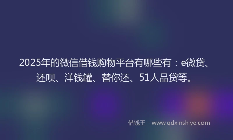 2025年的微信借钱购物平台有哪些有：e微贷、还呗、洋钱罐、替你还、51人品贷等。