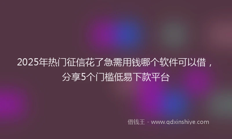 2025年热门征信花了急需用钱哪个软件可以借，分享5个门槛低易下款平台