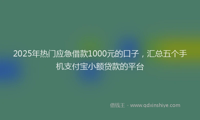2025年热门应急借款1000元的口子，汇总五个手机支付宝小额贷款的平台