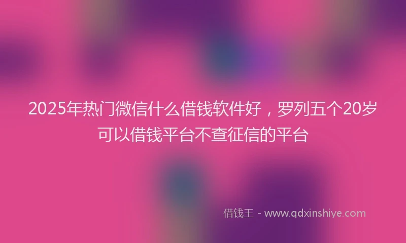 2025年热门微信什么借钱软件好，罗列五个20岁可以借钱平台不查征信的平台