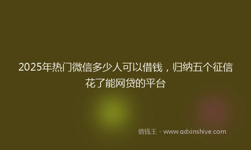 2025年热门微信多少人可以借钱，归纳五个征信花了能网贷的平台
