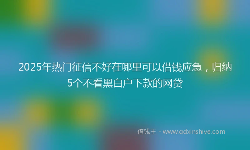 2025年热门征信不好在哪里可以借钱应急，归纳5个不看黑白户下款的网贷