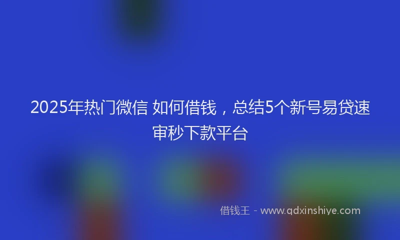 2025年热门微信 如何借钱，总结5个新号易贷速审秒下款平台