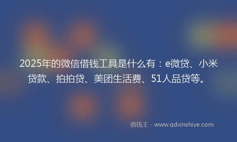 2025年的微信借钱工具是什么有：e微贷、小米贷款、拍拍贷、美团生活费、51人品贷等。