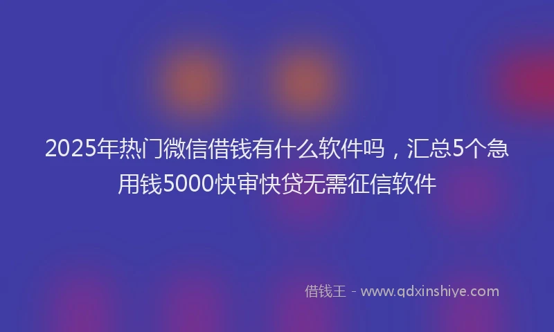 2025年热门微信借钱有什么软件吗，汇总5个急用钱5000快审快贷无需征信软件