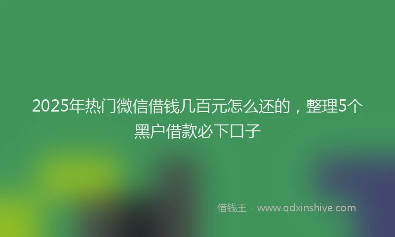 2025年热门微信借钱几百元怎么还的，整理5个黑户借款必下口子