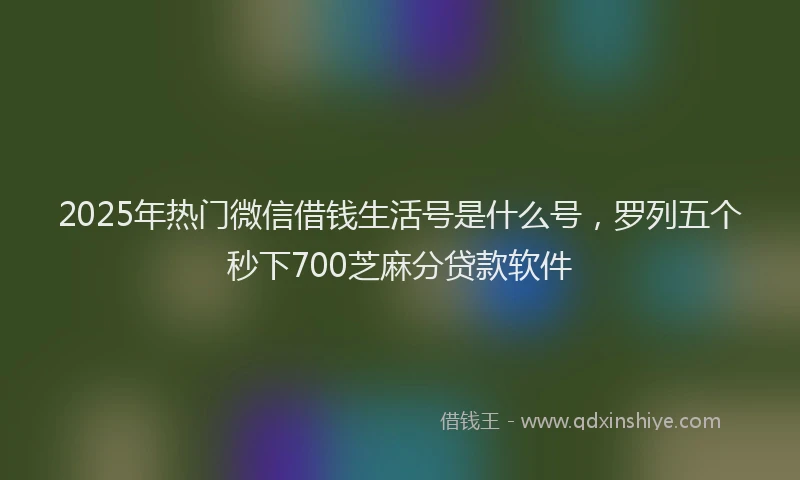 2025年热门微信借钱生活号是什么号，罗列五个秒下700芝麻分贷款软件