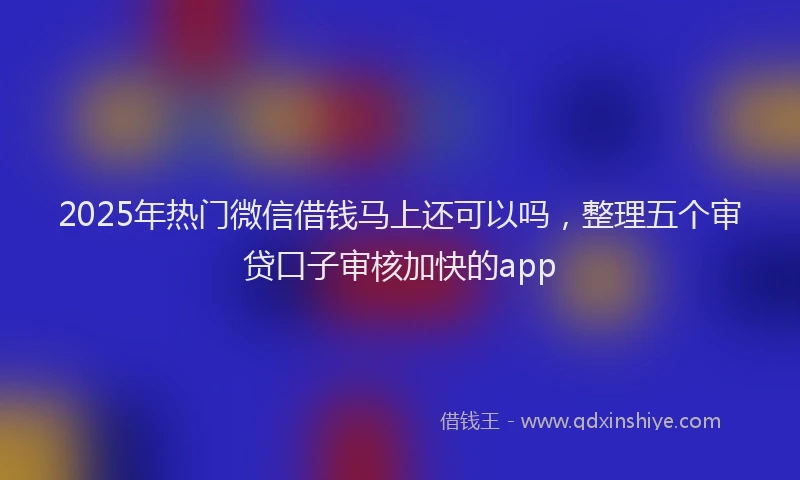 2025年热门微信借钱马上还可以吗，整理五个审贷口子审核加快的app