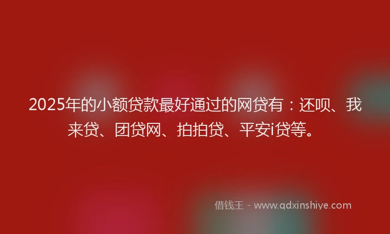 2025年的小额贷款最好通过的网贷有：还呗、我来贷、团贷网、拍拍贷、平安i贷等。