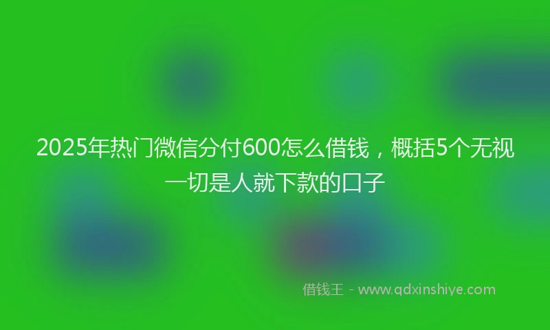 2025年热门微信分付600怎么借钱，概括5个无视一切是人就下款的口子