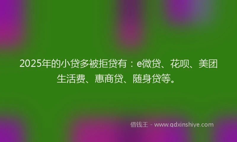 2025年的小贷多被拒贷有：e微贷、花呗、美团生活费、惠商贷、随身贷等。