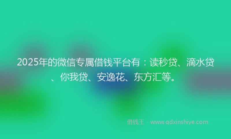 2025年的微信专属借钱平台有：读秒贷、滴水贷、你我贷、安逸花、东方汇等。