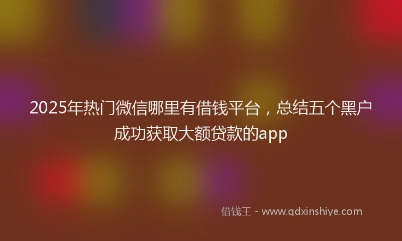 2025年热门微信哪里有借钱平台，总结五个黑户成功获取大额贷款的app
