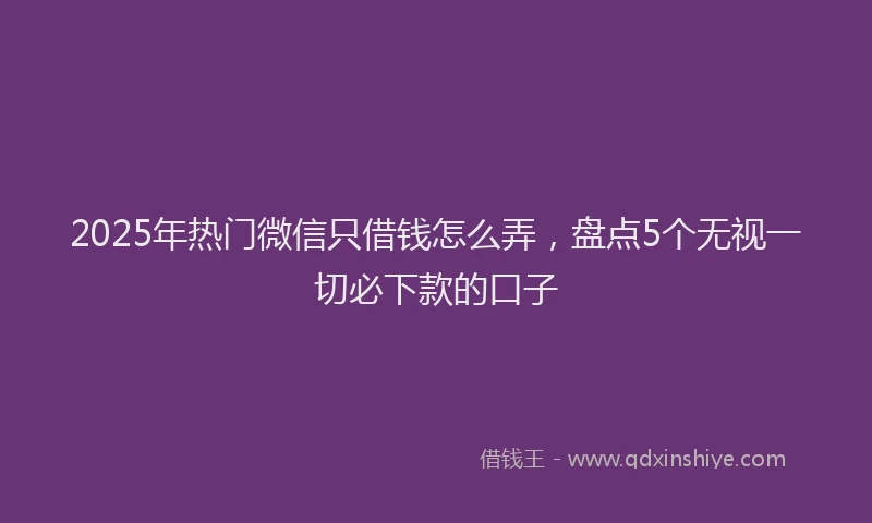 2025年热门微信只借钱怎么弄，盘点5个无视一切必下款的口子
