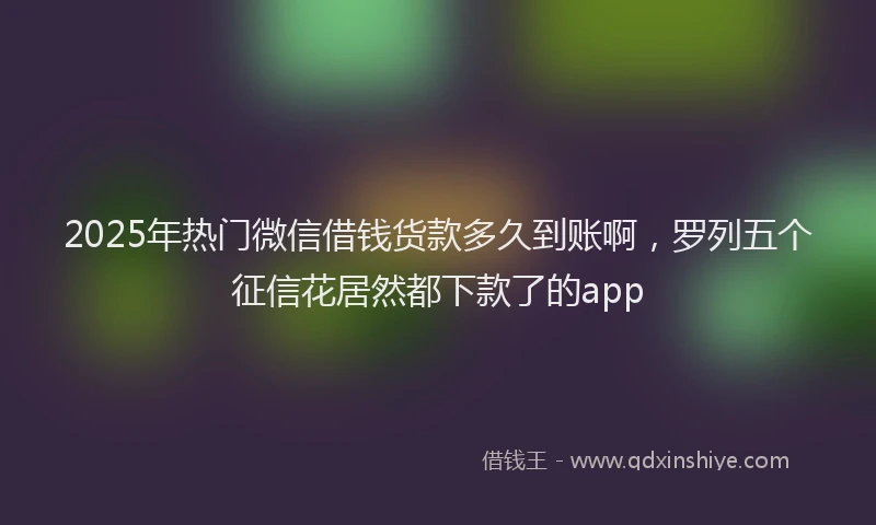 2025年热门微信借钱货款多久到账啊，罗列五个征信花居然都下款了的app