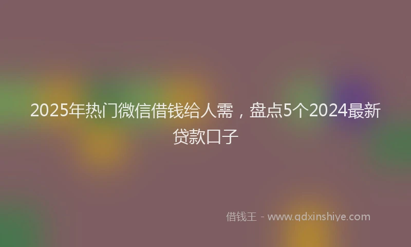 2025年热门微信借钱给人需，盘点5个2024最新贷款口子