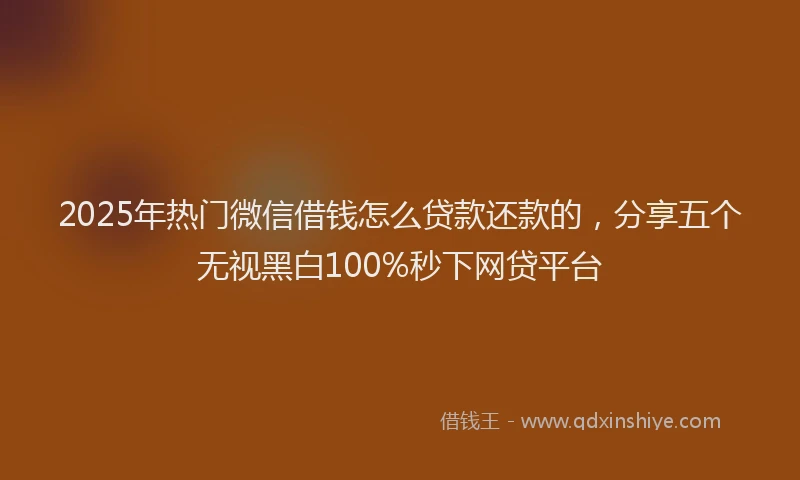 2025年热门微信借钱怎么贷款还款的，分享五个无视黑白100%秒下网贷平台
