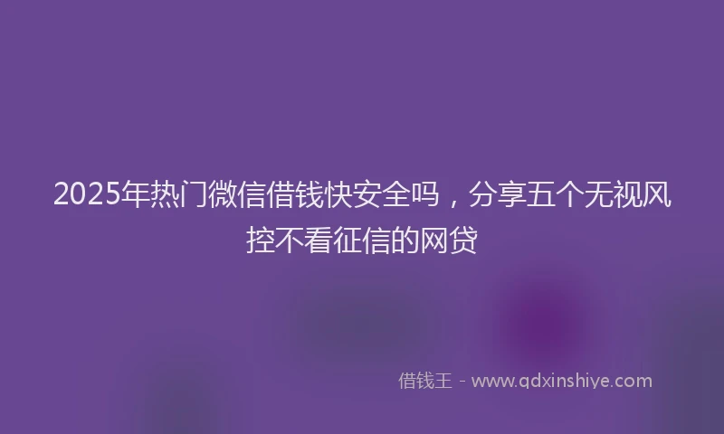 2025年热门微信借钱快安全吗，分享五个无视风控不看征信的网贷