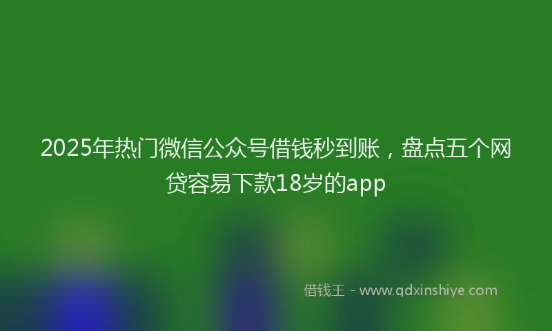 2025年热门微信公众号借钱秒到账，盘点五个网贷容易下款18岁的app
