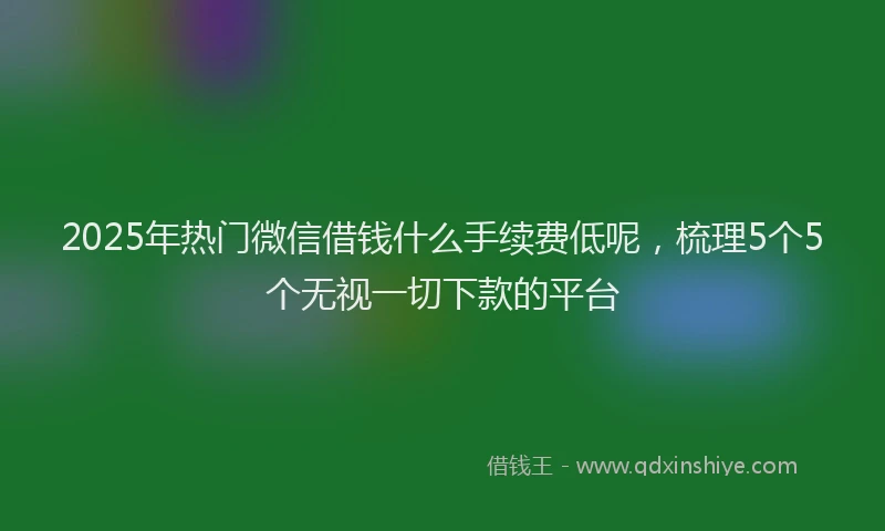 2025年热门微信借钱什么手续费低呢，梳理5个5个无视一切下款的平台