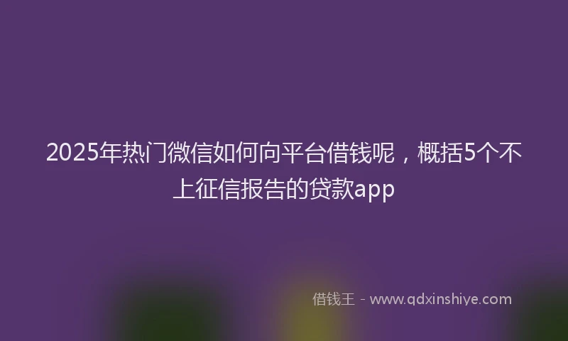 2025年热门微信如何向平台借钱呢，概括5个不上征信报告的贷款app