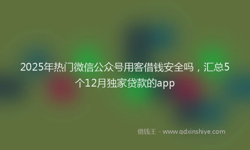 2025年热门微信公众号用客借钱安全吗，汇总5个12月独家贷款的app