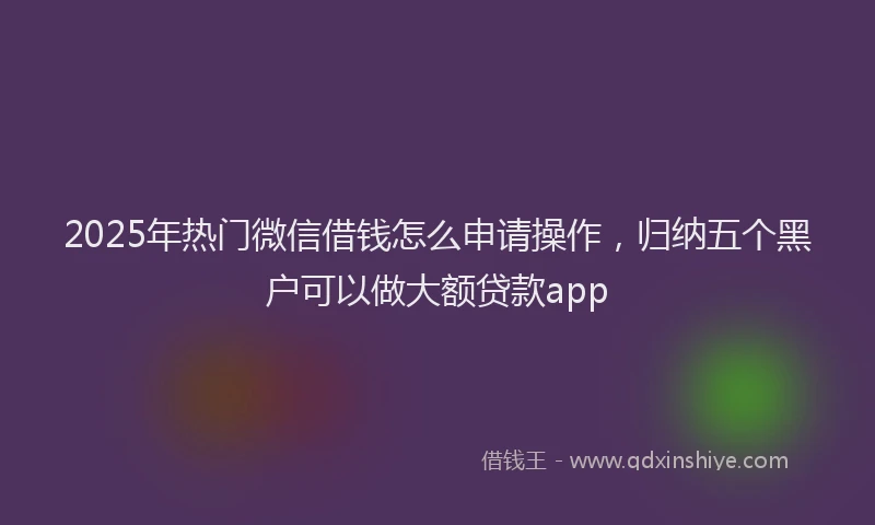 2025年热门微信借钱怎么申请操作，归纳五个黑户可以做大额贷款app