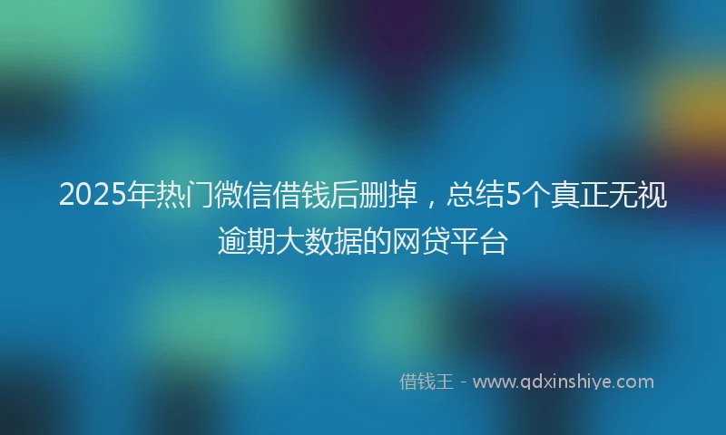 2025年热门微信借钱后删掉，总结5个真正无视逾期大数据的网贷平台