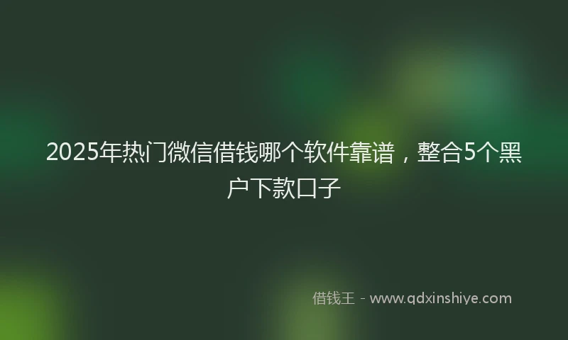 2025年热门微信借钱哪个软件靠谱，整合5个黑户下款口子