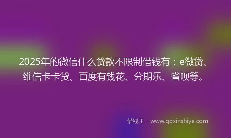 2025年的微信什么贷款不限制借钱有：e微贷、维信卡卡贷、百度有钱花、分期乐、省呗等。