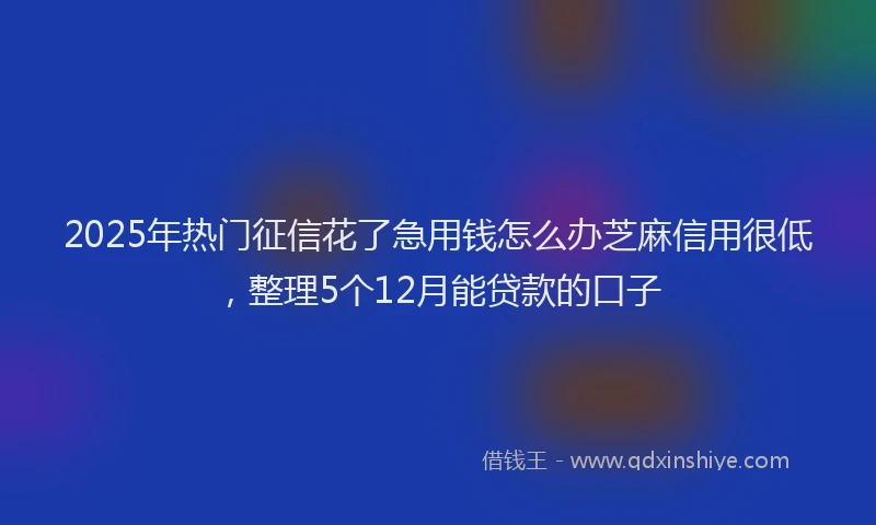 2025年热门征信花了急用钱怎么办芝麻信用很低，整理5个12月能贷款的口子