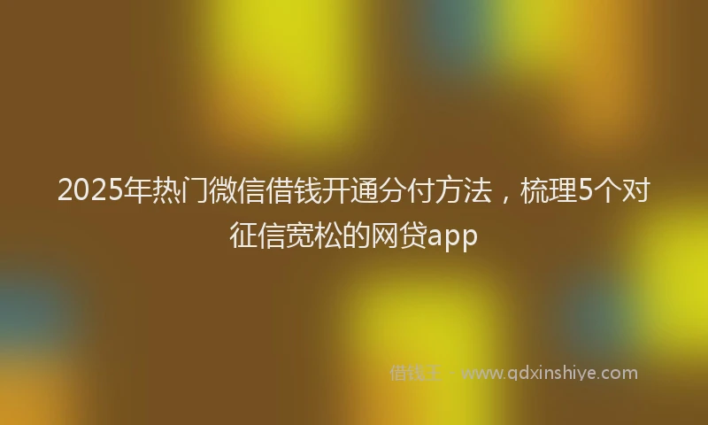 2025年热门微信借钱开通分付方法，梳理5个对征信宽松的网贷app
